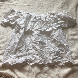 AE White Eyelet Off the Shoulder Top